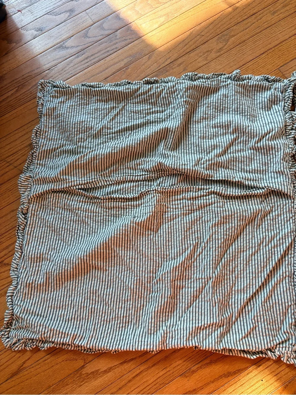 Vhc Brand Sawyer Mill Ticking Classic Ruffle Euro Shams in Light Gray by
